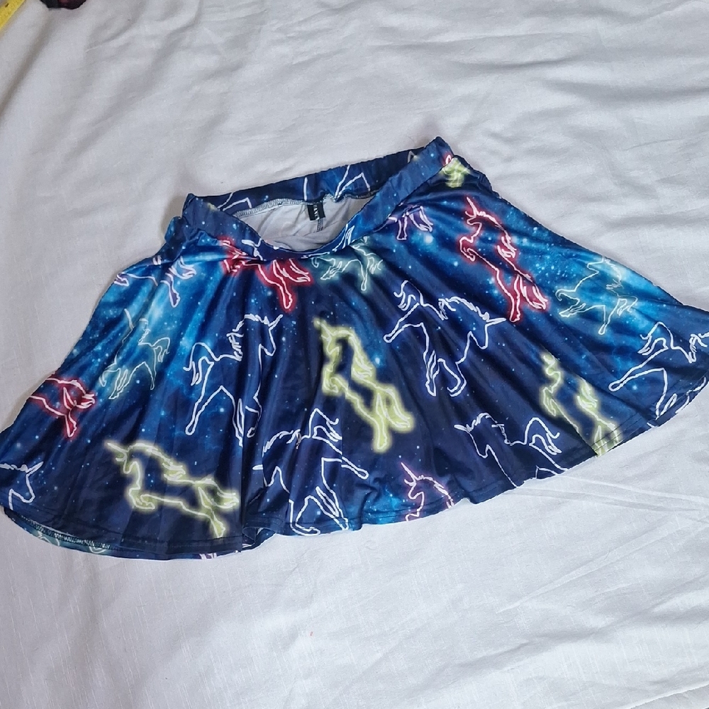 Rave Unicorn Print Skater Style Mini Skirt Size Large